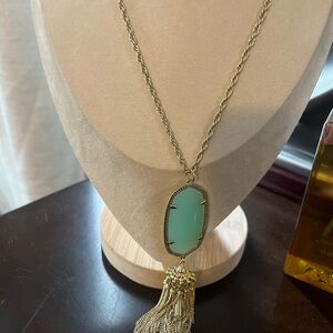 Kendra Scott Gold Necklace with Aqua Pendant